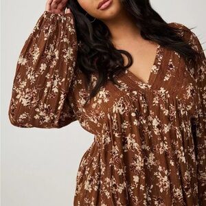 Torrid Brown Floral Blouse